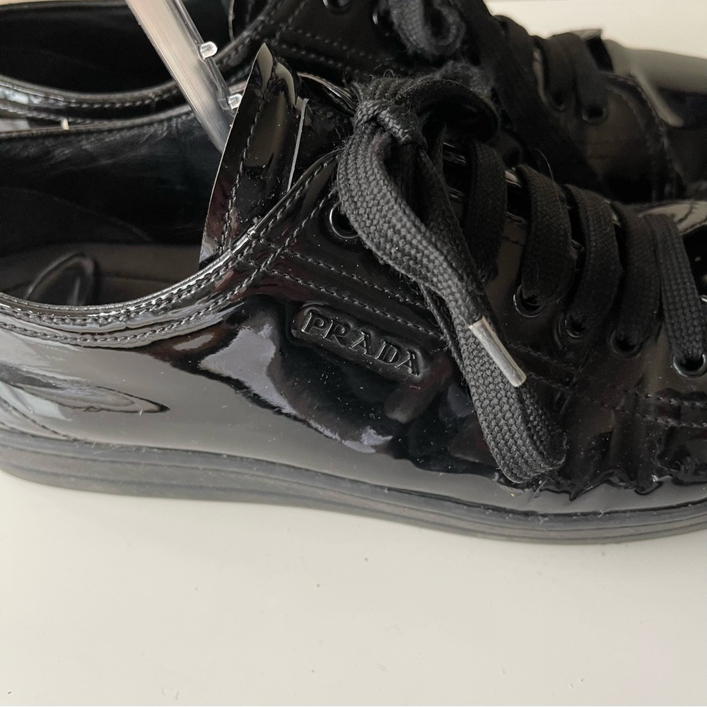 PRADA Black Patent Leather Sneakers - Picture 4 of 12